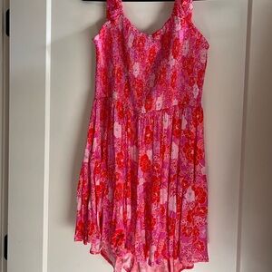 Vibrant Pink Floral Mini Dress